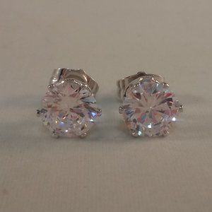925 Silver Flawless White Diamond Zircon Round Solitaire Stud Earrings Gorgeous